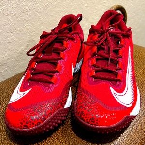 Nike Brand New Alpha Huarache Elite 4 Turf Red/Burgundy Men’s Baseball Shoes!